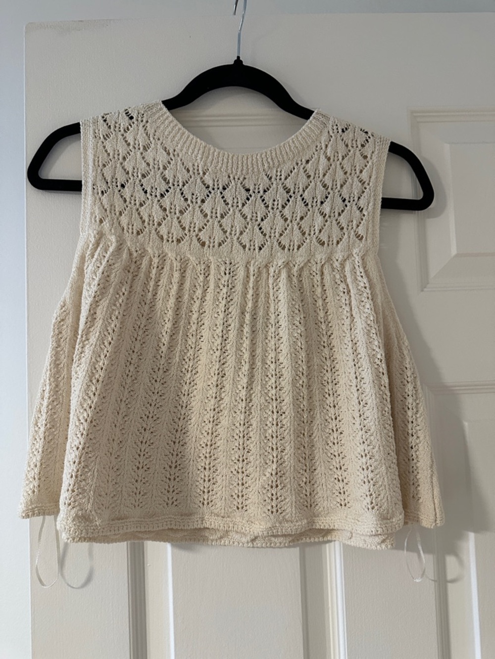 Zara Cream Crochet Knit Tank Top